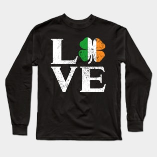 Love Ireland Shamrock T Shirt Saint Paddy irish Gift Tee Long Sleeve T-Shirt